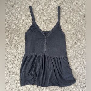Y2K American Eagle Dark Gray Button-Front Peplum Tank Top